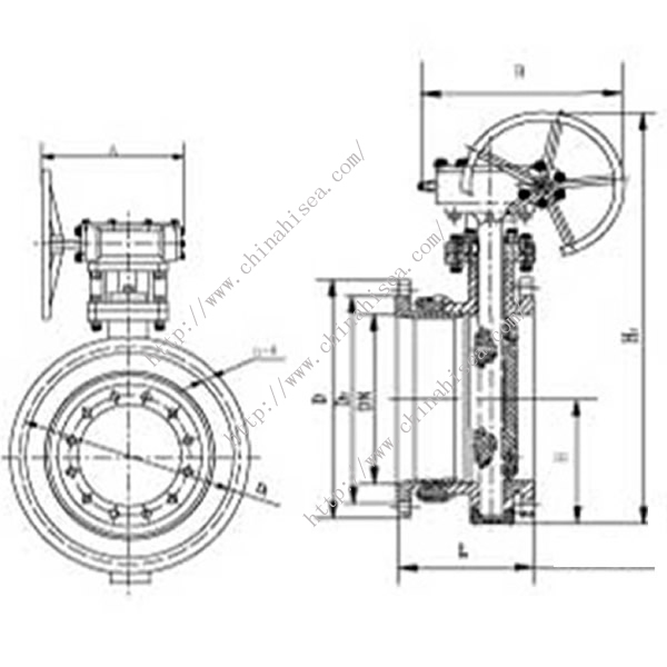 Worm Driven Expansion Butterfly Valve Drawing